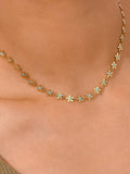 Cyprien 18K Gold Non-Tarnish Daisy Choker: Blue