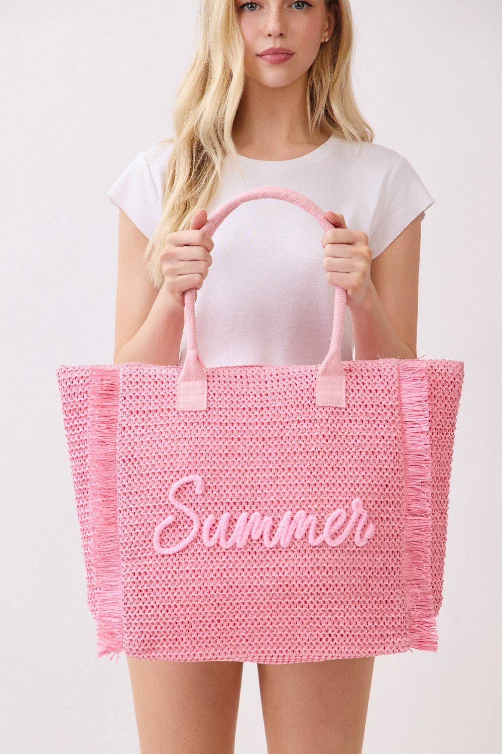MÍSTIKA STRAW TOTE BAG: PINK