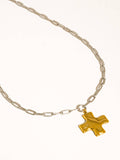 MÍSTIKA 18K TWO-TONE CROSS NECKLACE | GOLD & SILVER