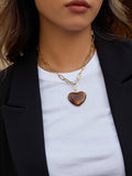 MÍSTIKA 18K GOLD HEART CHAIN NECKLACE / BROWN