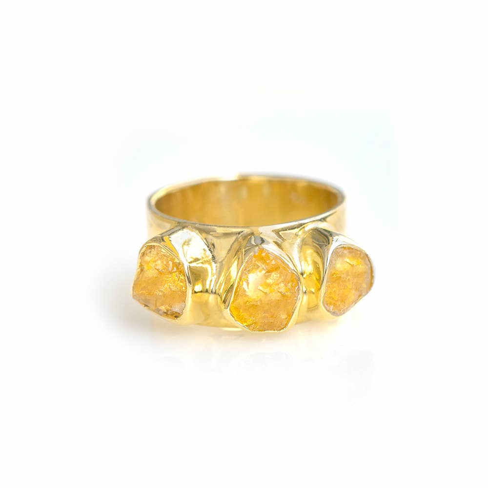 MÍSTIKA RAW CITRINE THREE STONE RING