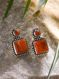 MÍSTIKA ORANGE MOHAVE TURQUOISE STUD EARRINGS