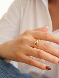 Brooklyn 18K Gold Stack Braided Non-Tarnish Ring: Yellow Gold / 8