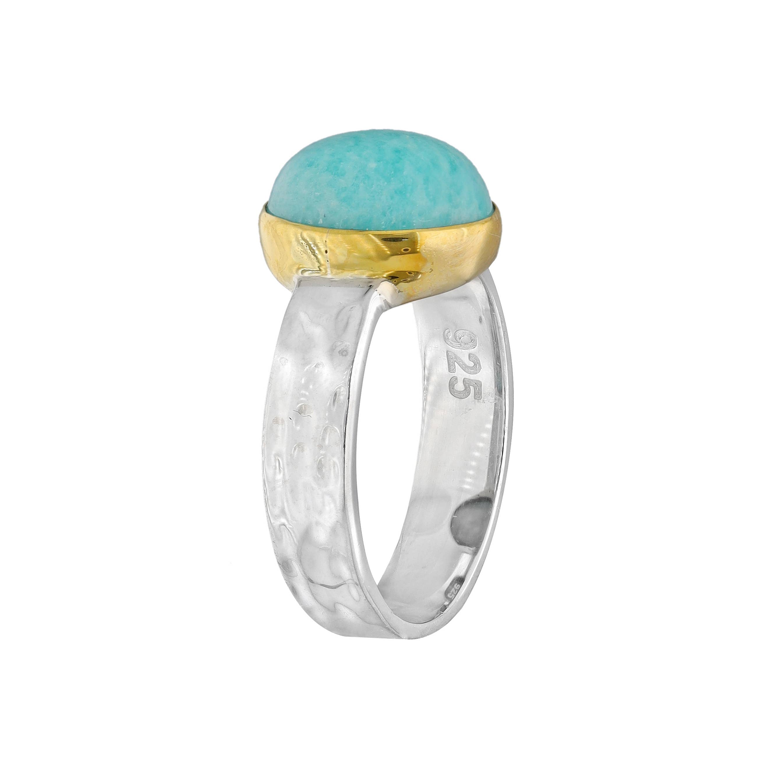 MÍSTIKA AMAZONITE SOLITAIRE DUAL-TONE RING