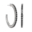 TOVA SLIM HOOP EARRINGS IN ANTIQUE SILVER: JET