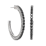 TOVA SLIM HOOP EARRINGS IN ANTIQUE SILVER: JET