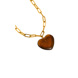 MÍSTIKA 18K GOLD HEART CHAIN NECKLACE / BROWN