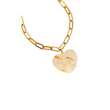 MÍSTIKA 18K GOLD HEART CHAIN NECKLACE / WHITE