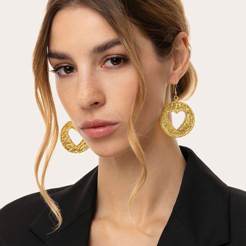 VESTOPAZZO ORECCHINI PLACCA CUORE BUCATO