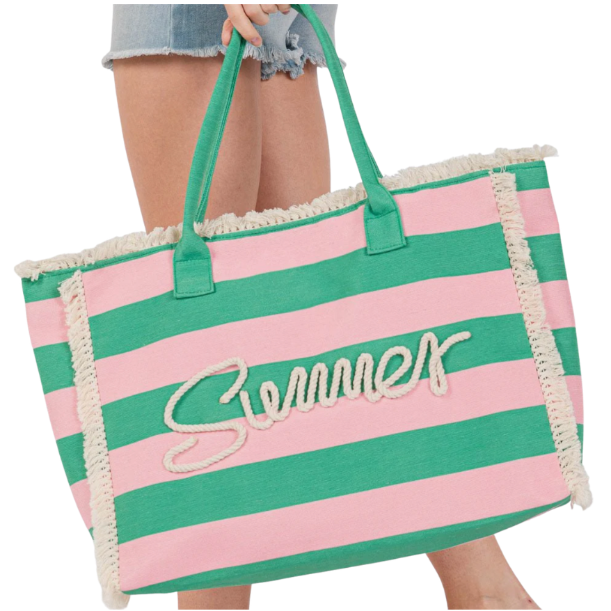 MÍSTIKA SUMMER STRIPE ROPE TOTE – PINK/GREEN